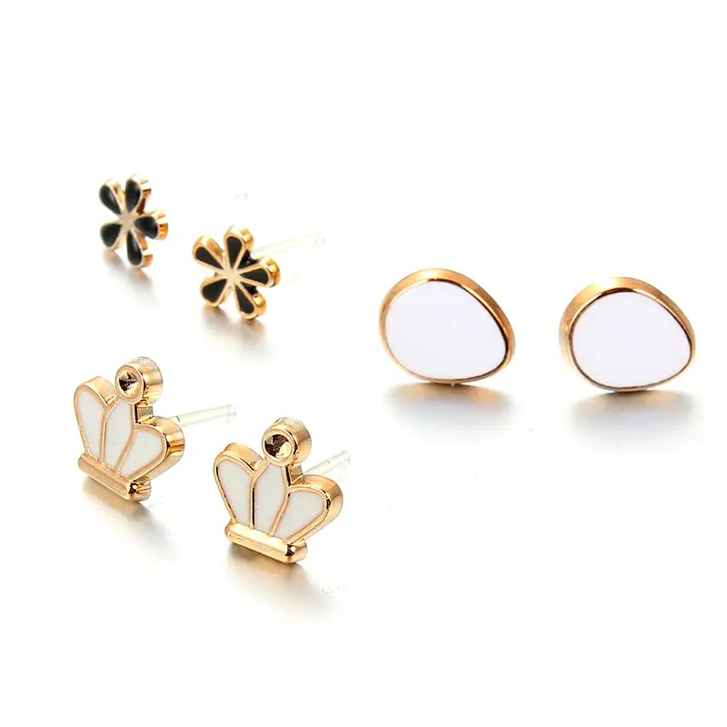 Buy 10 Pairs Mixed Styles White Black Ear rings tops studs and earrings drops latest designs at best price online in pakistan