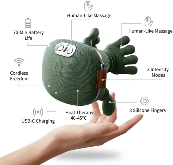 Portable Neck and shoulder Massager Deep Kneading Shoulder Massage Device for Home, Office & Travel Shiatsu Neck & Shoulder Massager with Heat Wearable Deep Tissue Massage Pillow for Pain Relief